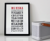 Personalised Teacher Print - Letterpress style