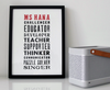 Personalised Teacher Print - Letterpress style