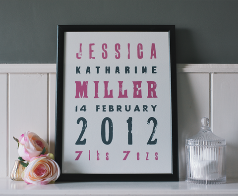 Personalised Baby Announcement - Letterpress style
