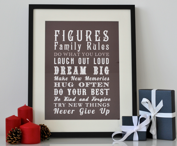 Personalised Family Rules Print - Vintage Style